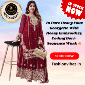 New Designer Collection In Pure Heavy Faux Georgette With Heavy Embroidery Coding Dori-Sequence Work Top-Bottom And Dupatta Set Fully Stitched Ready To Wear